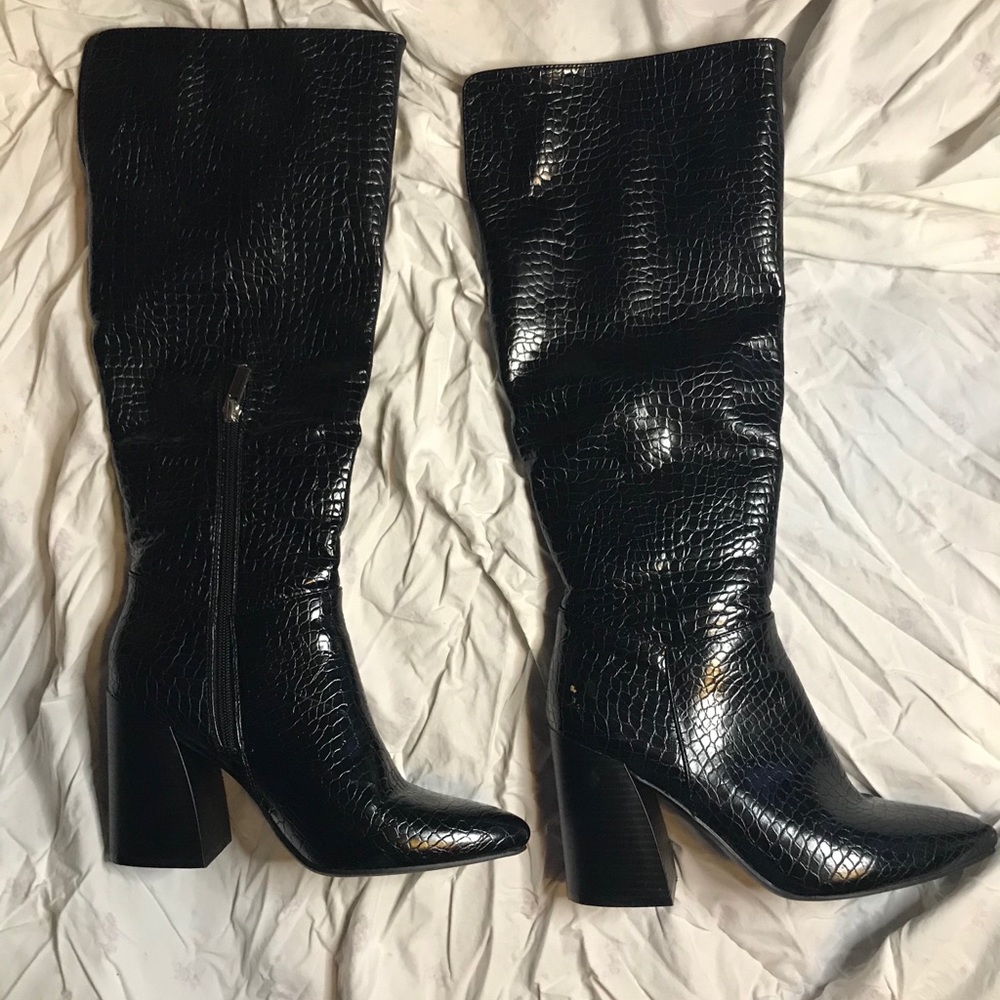 Knee High FAUX Alligator / Leather Boots